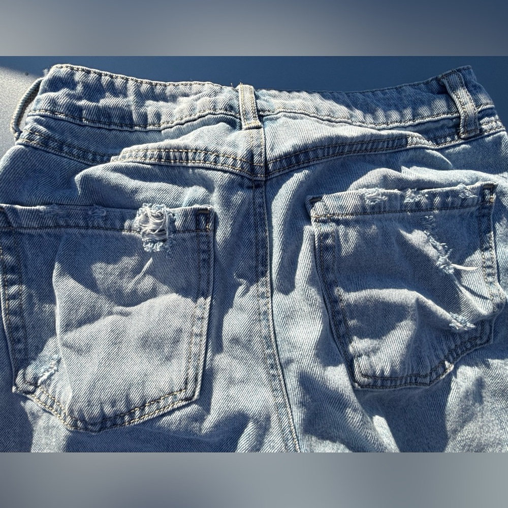 Rewash Light Blue Distressed Jean Shorts - Picture 3 of 5